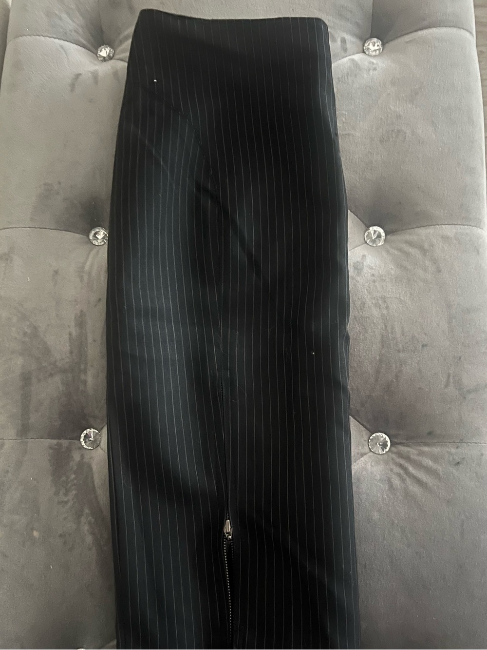 bebe Black Pinstripe Pencil Skirt